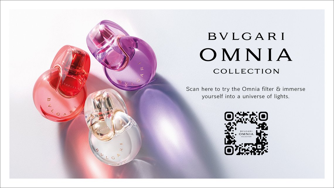 Flakonabbildung BVLGARI OMNIA COLLECTION und QR Code zum Filter