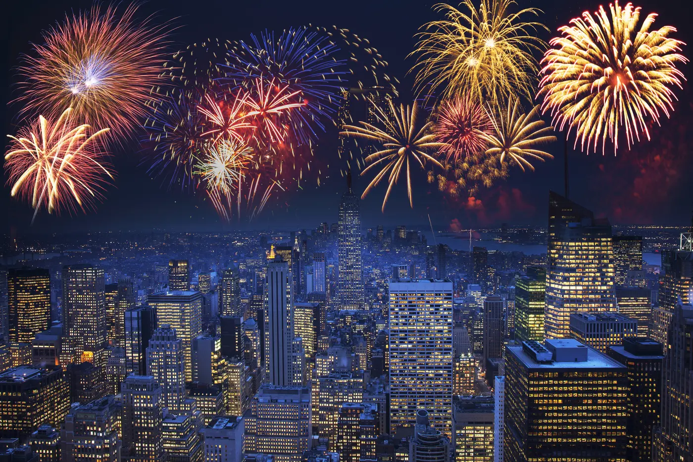 Feuerwerk über der New Yorker Skyline