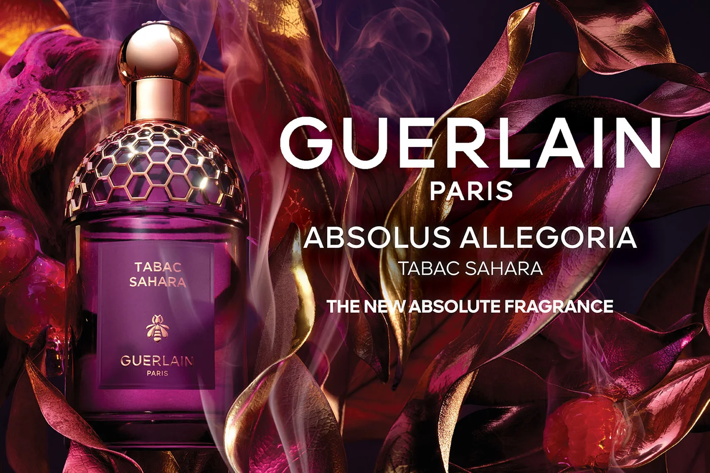 Kampagnenvisual Guerlain ABSOLUS ALLEGORIA TABAC SAHARA Flakon