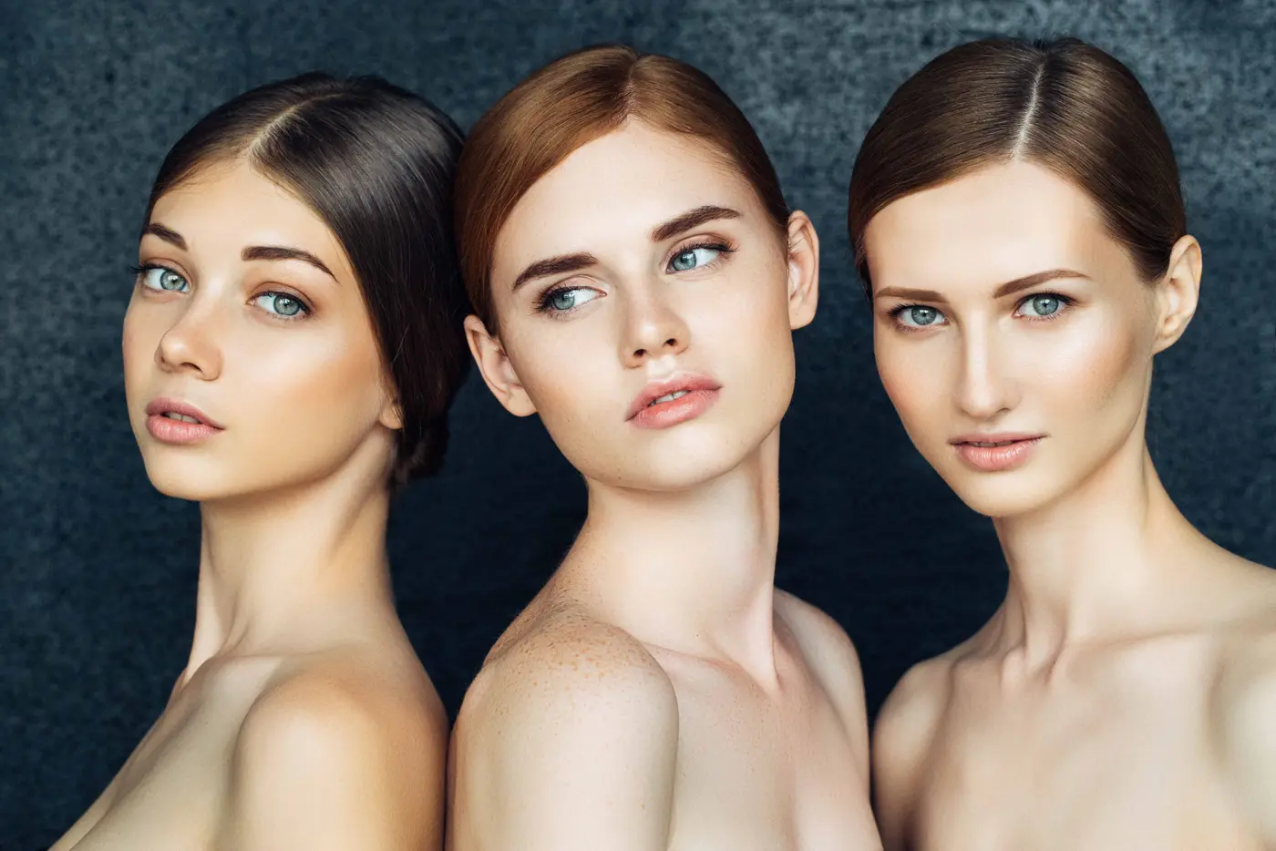 Drei Models mit schön gepflegten Gesichtern