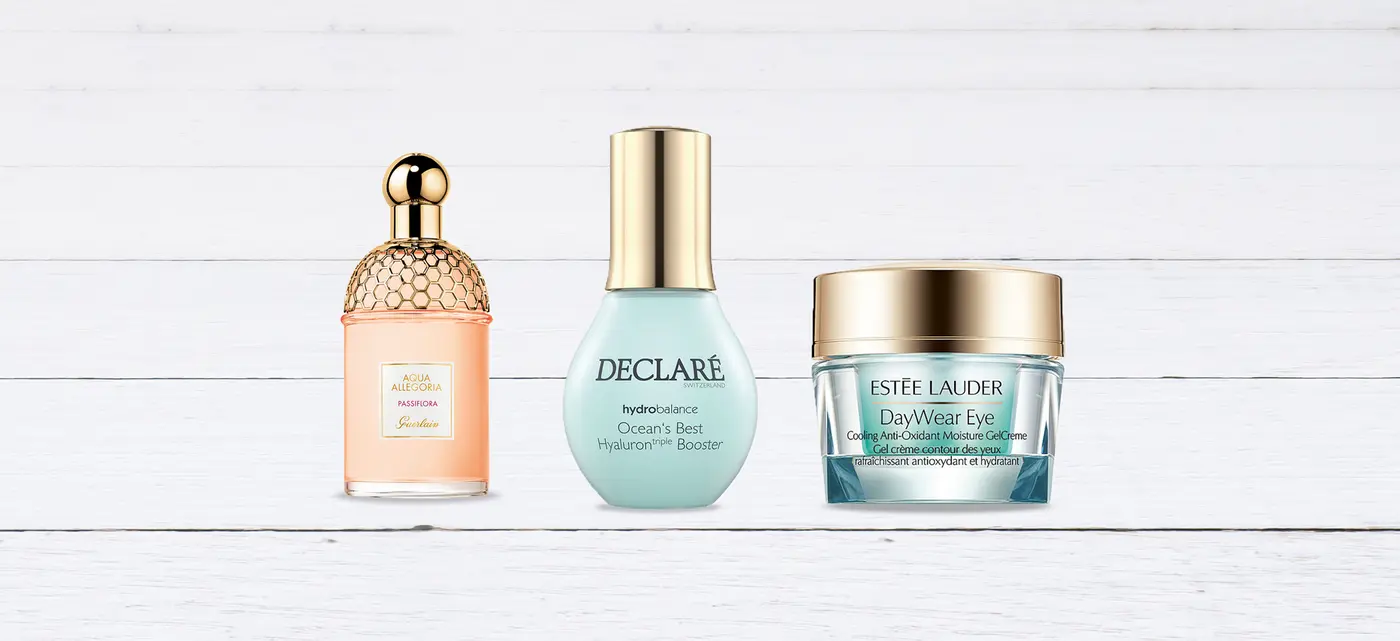 Collage mit drei Parfumflacons