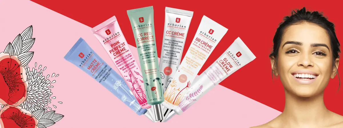 Lachende Frau mit BB Creme und CC Cream