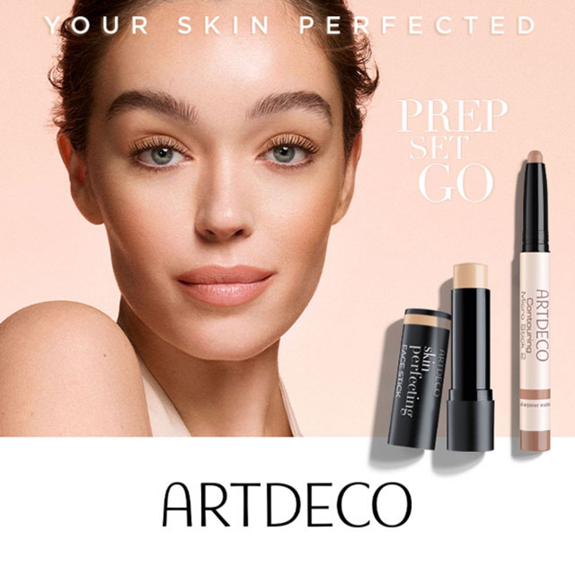 Artdeco Skin Perfecting Make-up Set mit Model und Teint-Produkten für einen ebenmäßigen Teint