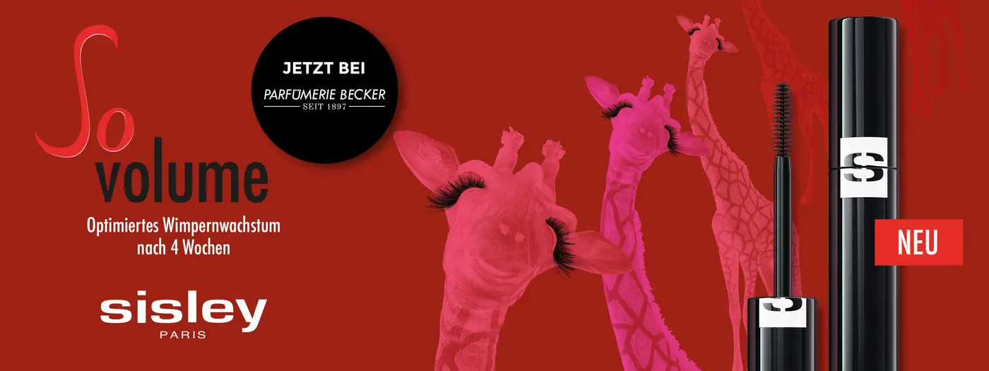 Mascara vor rotem Hintergrund