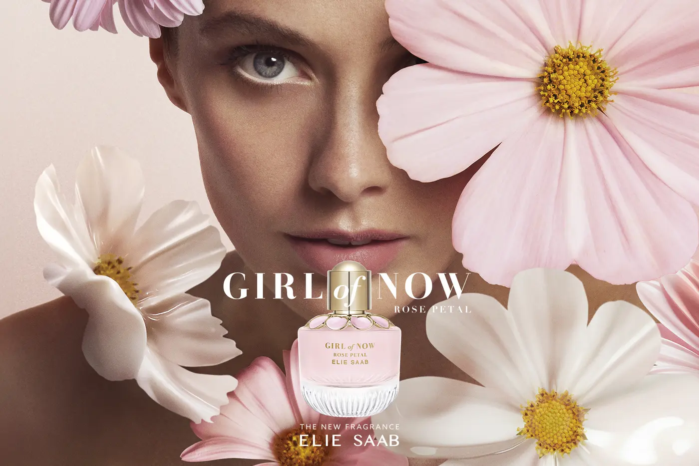 Kampagnenvisual des neuen Damenduftes Girl of Now Rose Petal