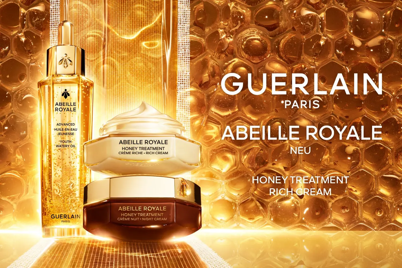 Kampagnenvisual der Abeille Royale-Neuheiten von GUERLAIN