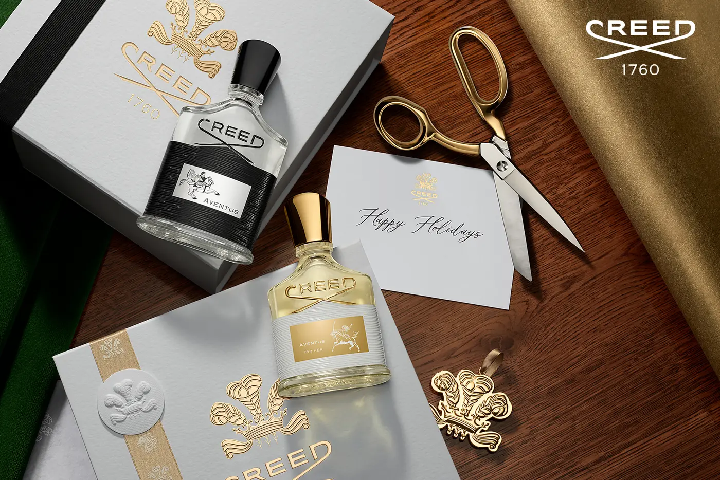 Flakons der Aventus Düfte für Sie und Ihn, Holiday Collection von The House of Creed