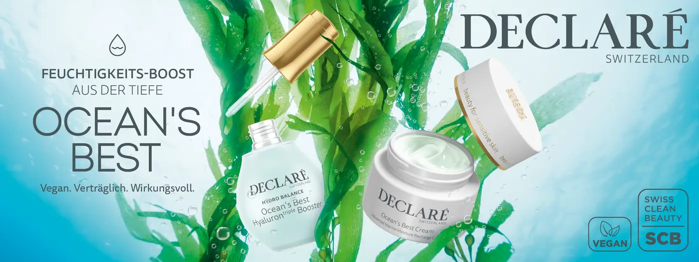 Produktabbildungen von 2 Pflegeprodukten aus der Ocean's Best Reihe von Declaré