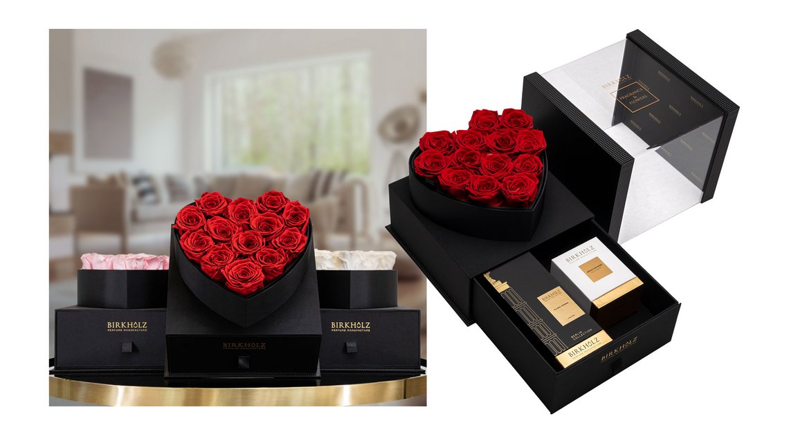 Ein besonderes Weihnachtsgeschenk: Birkholz Fragrance & Flowers Box in Herzform Birkholz Fragrance & Flowers Box in Herzform