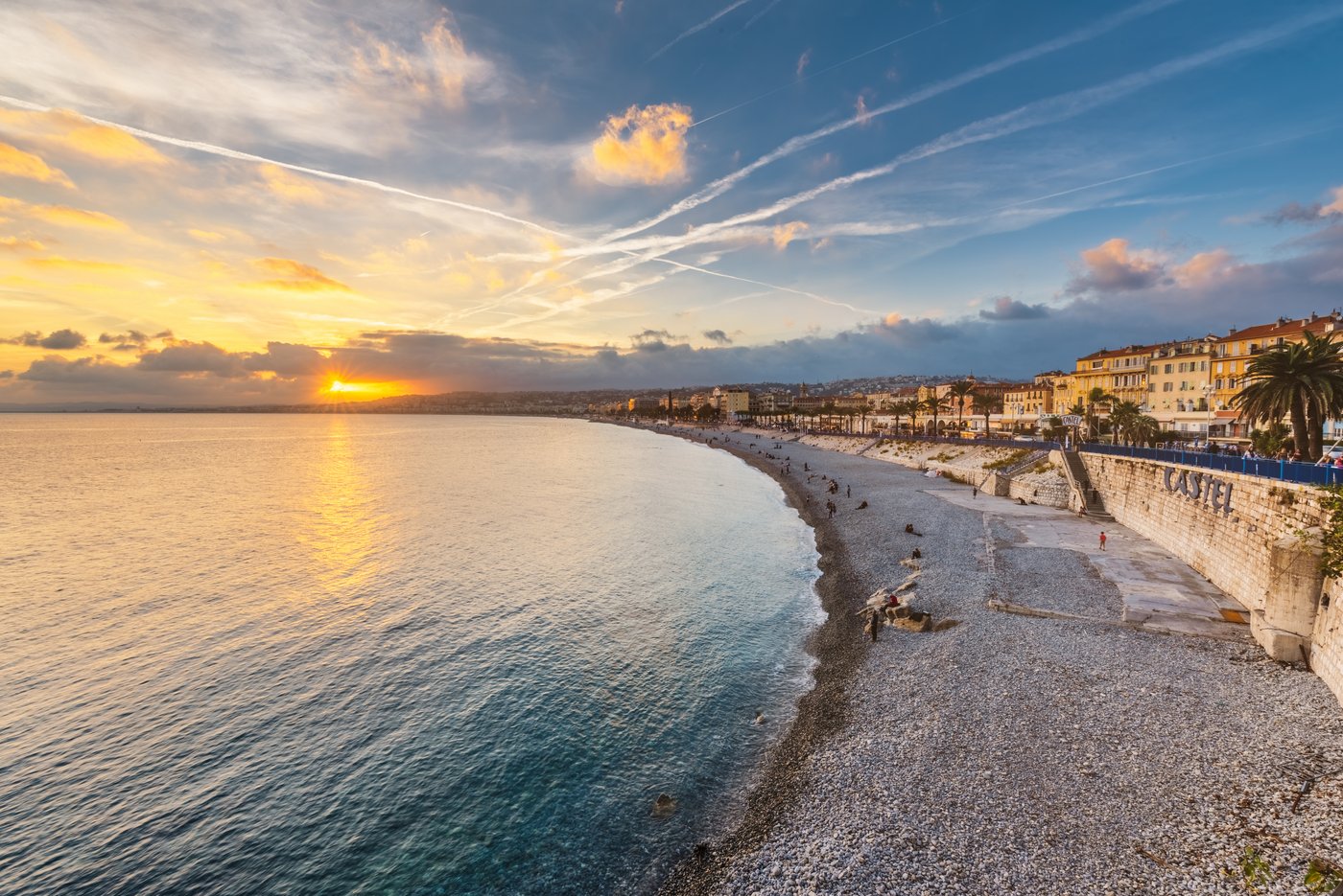 Sonnenuntergang an der Promenade des Anglais, Nizza