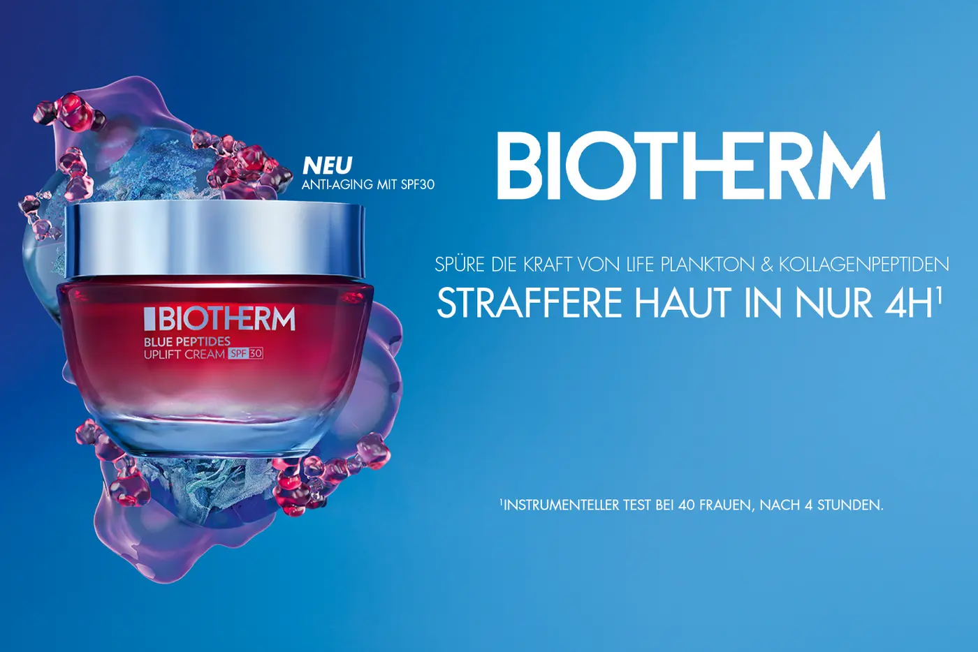 Kampagnenvisual Blue Peptides von Biotherm