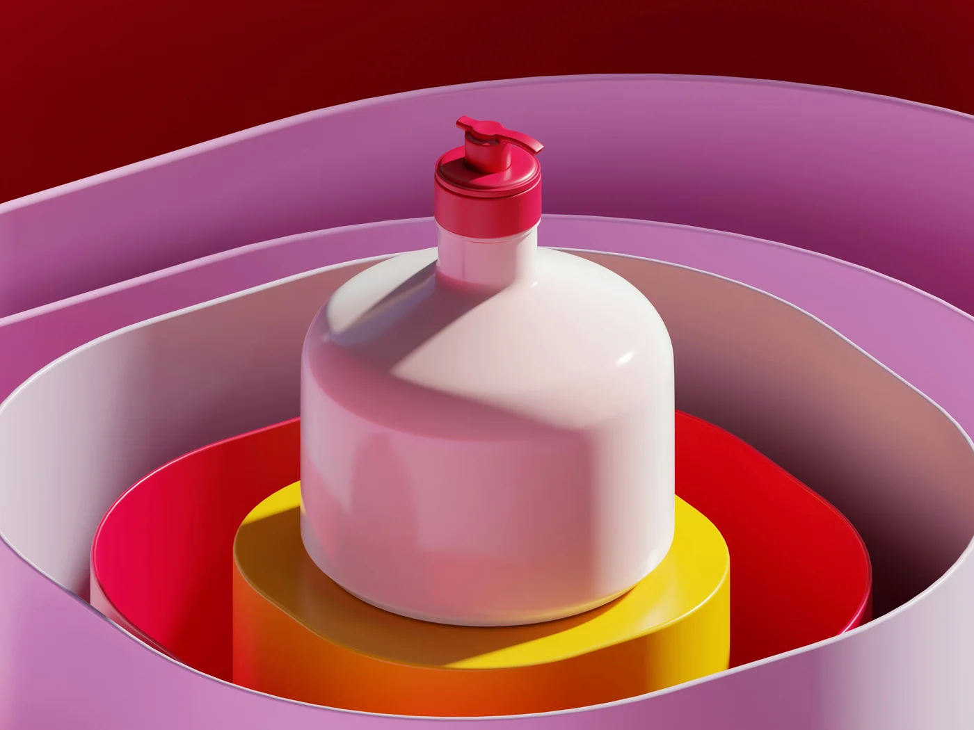 Skincare Pumpspender umgeben von Punkten Ringen