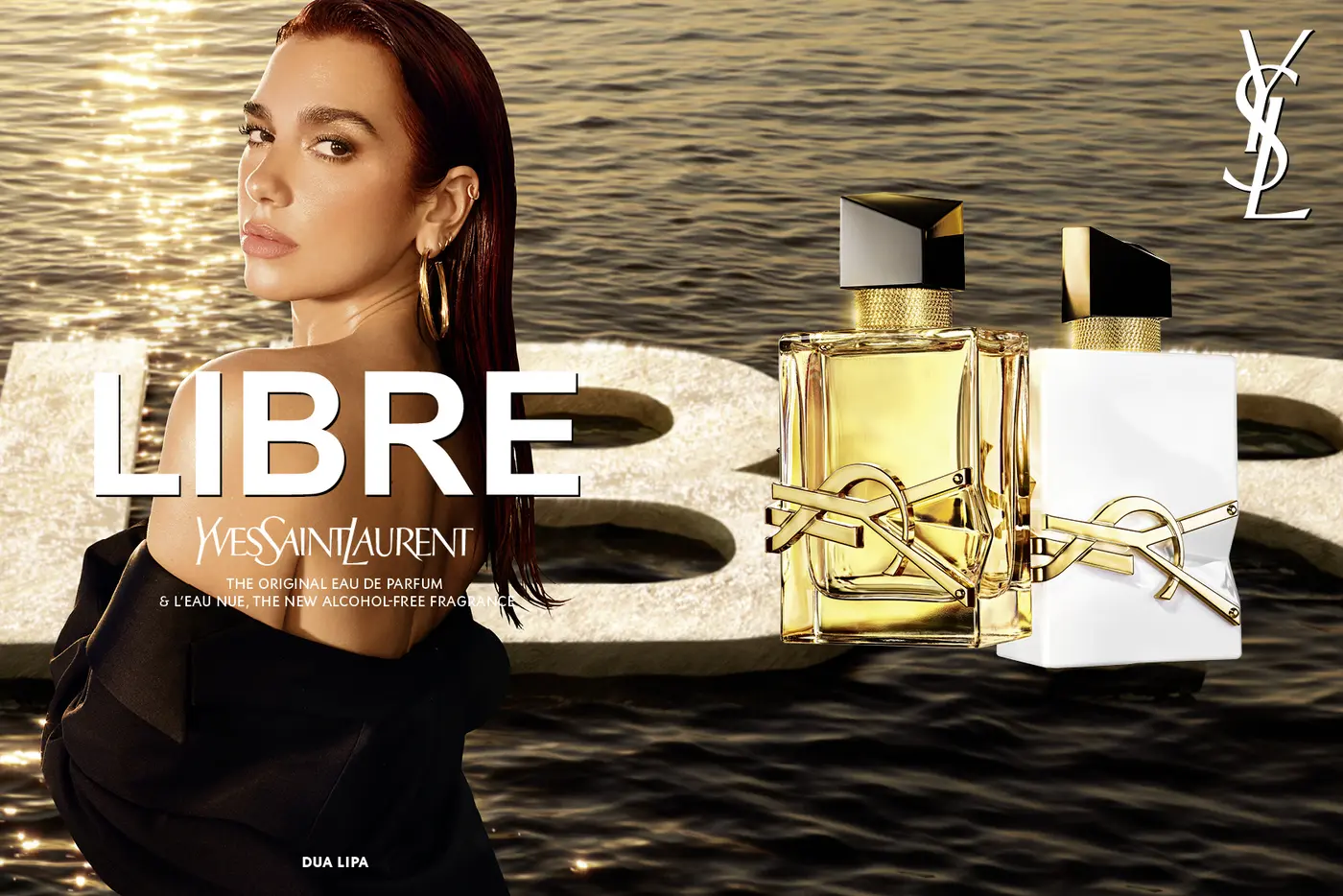 Kampagnenvisual LIBRE L’EAU NUE von YSL Beauté mit Testimonial Dua Lipa