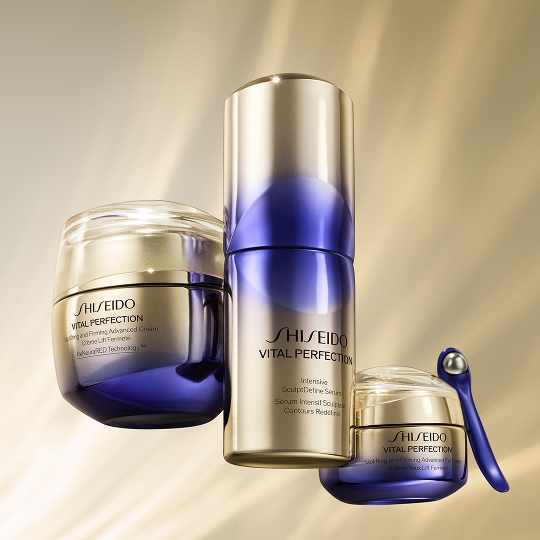 Shiseido Vital Perfection Set aus SculptDefine Serum, Firming Advanced Cream und Augencreme mit Kühlapplikator