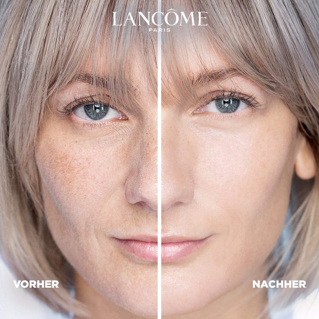 Eine Frau vor und nach der Anwendung von Advanced Génifique