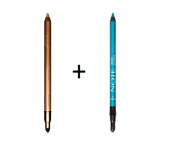 Goldfarbener und türkisfarbener Kajal