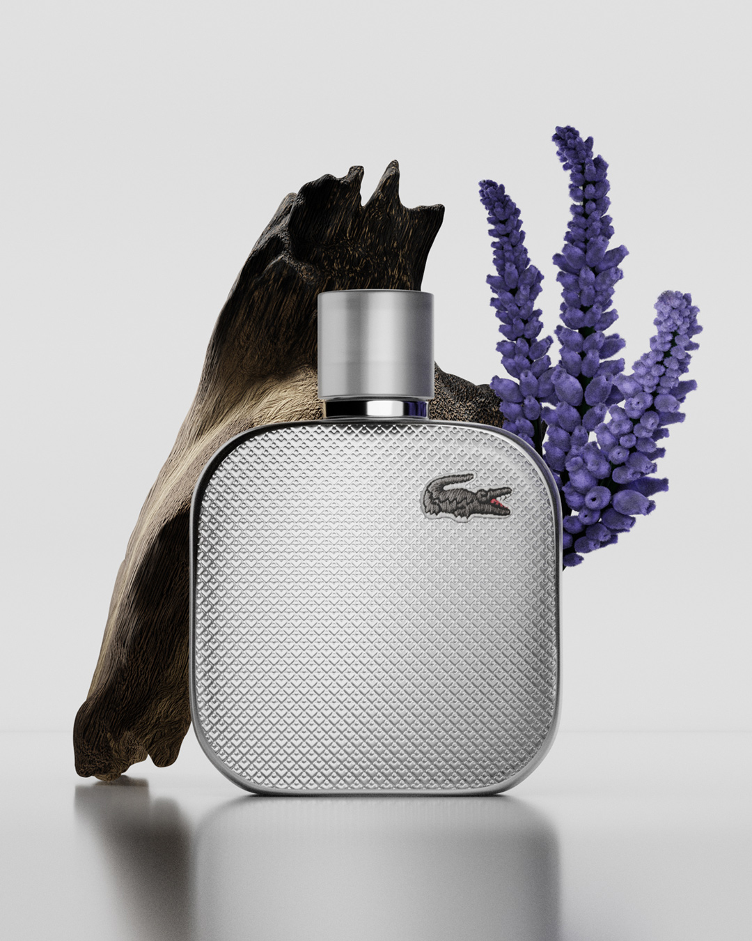 Lacoste L.12.12 Silver Grey – Eau de Parfum für Herren, Produktabbildung und Ingredienzien