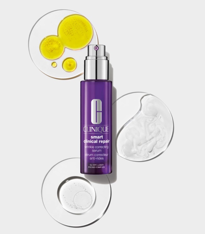 Lilafarbenes Clinique Anti Aging Serum mit Inhaltsstoffen