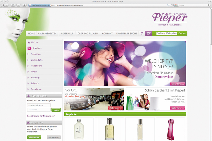 Parfümerie Pieper Online-Shop Home