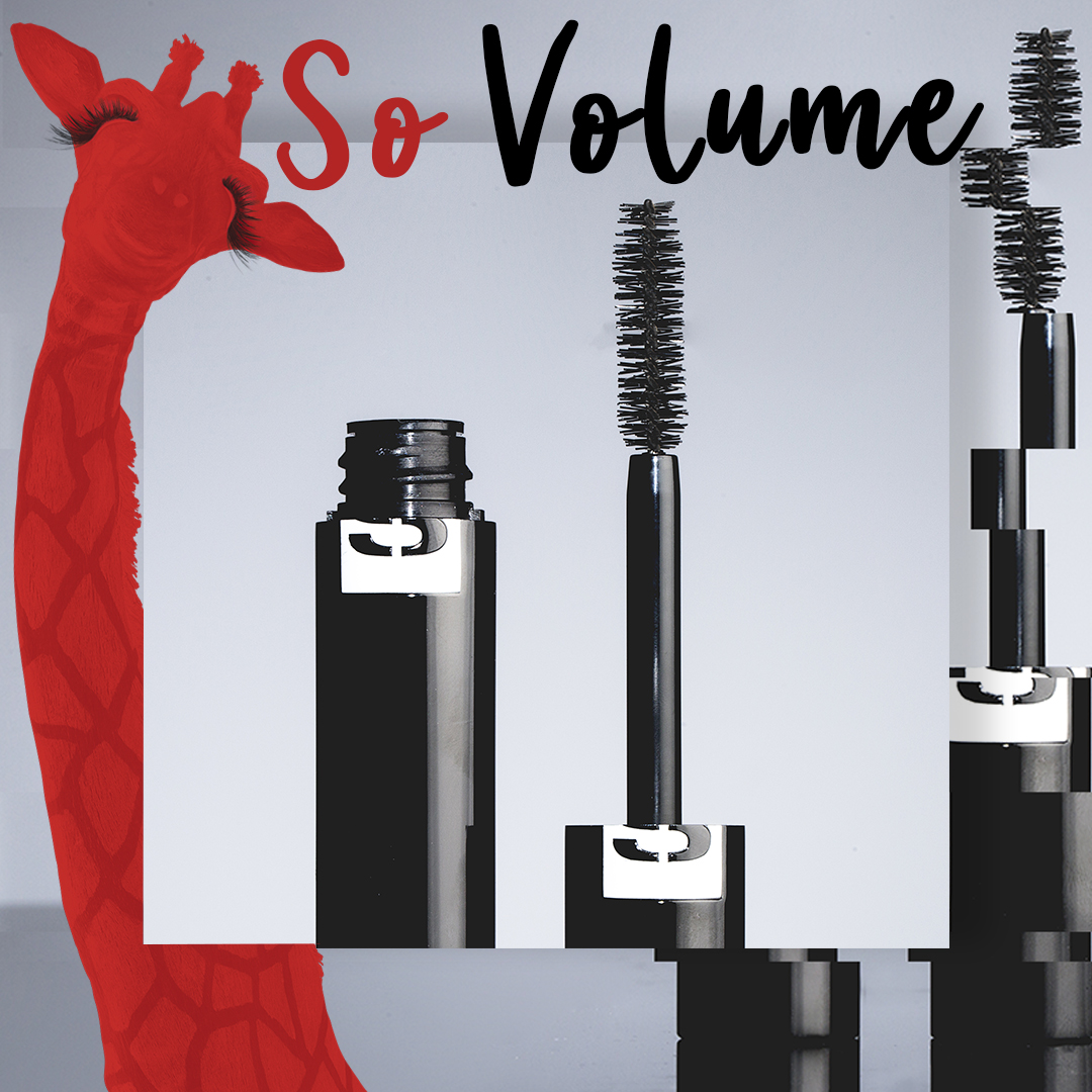 Giraffe, Schriftzug und Mascara